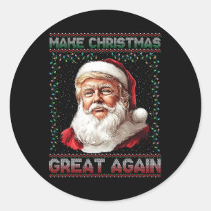 Sticker Rond Rendre Noël super à nouveau drôle Père Noël Trump