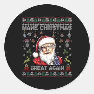 Sticker Rond Rendre Noël super à nouveau drôle Père Noël Trump 