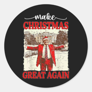 Sticker Rond Rendre Noël super à nouveau drôle Père Noël Trump 