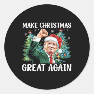 Sticker Rond Rendre Noël super à nouveau drôle Père Noël Trump