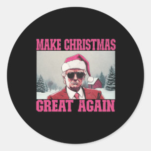 Sticker Rond Rendre Noël super encore amusant Père Noël Trump
