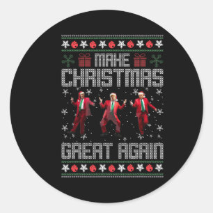 Sticker Rond Rendre Noël super encore amusant Père Noël Trump D