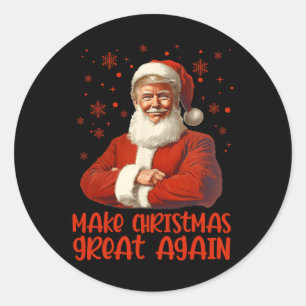 Sticker Rond Rendre Noël super Père Noël amusant Trump Noël