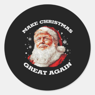 Sticker Rond Rendre Noël super Père Noël amusant Trump Noël