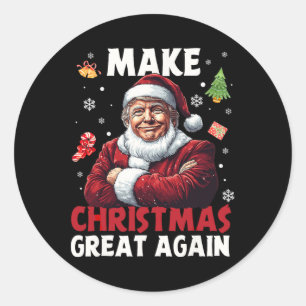 Sticker Rond Rendre Noël super Père Noël amusant Trump Noël