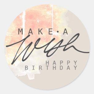 Sticker Rond Rendre un voeu heureux anniversaire en couleur de