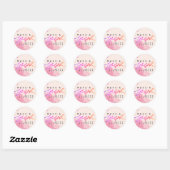 Sticker Rond Rendre un voeu heureux anniversaire en rose (Feuille)