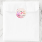 Sticker Rond Rendre un voeu heureux anniversaire en rose (Sac)