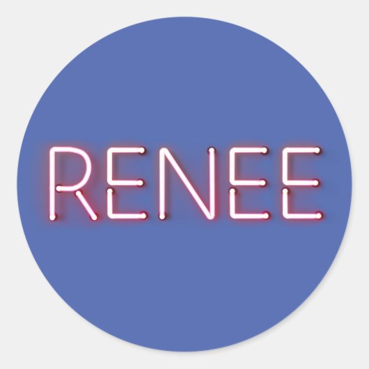 Sticker Rond Renee nom dans lumière néon brillant nouveauté (Devant)