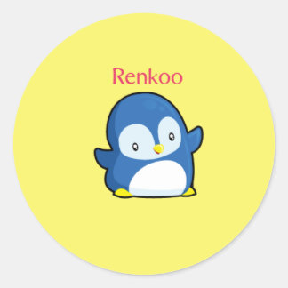 Sticker Rond Renkoo Penguin Jaune