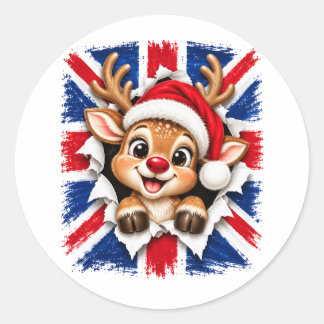 Sticker Rond Renne de Noël britannique