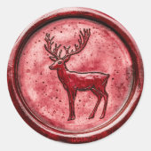 Sticker Rond Renne de Noël Rouge Fausse Cire (Devant)