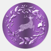 Sticker Rond Renne violet et diamant, Couronne de Noël (Devant)