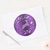 Sticker Rond Renne violet et diamant, Couronne de Noël (Enveloppe)