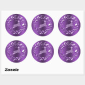 Sticker Rond Renne violet et diamant, Couronne de Noël (Feuille)