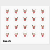 Sticker Rond Rennes avec masque facial Noël 2020 (Feuille)