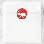 Sticker Rond Rennes blanches / Silhouette caribou (Sac)