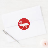 Sticker Rond Rennes blanches / Silhouette caribou (Enveloppe)