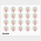 Sticker Rond Rennes de Noël adorables (Feuille)