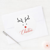 Sticker Rond Rennes de Noël jolies à la main (Enveloppe)