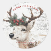 Sticker Rond Rennes d'hiver de Noël (Devant)