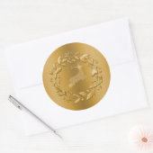 Sticker Rond Rennes d'or et couronne Noël (Enveloppe)