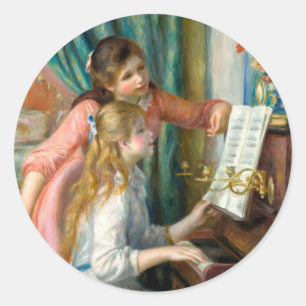 Sticker Rond Renoir Girls at the Piano Impressionism Painting