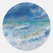 Sticker Rond Renoir Seascape. Impressionnisme nautique bleu. Me (Devant)