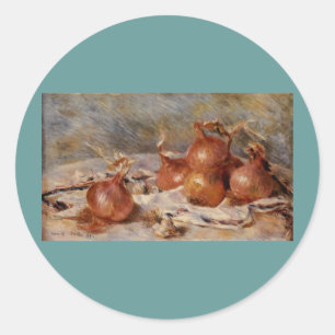 Sticker Rond Renoir's Still Life with Onions (1881)