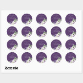 Sticker Rond Renoncule aquarelle romantique sur fond violet fon (Feuille)