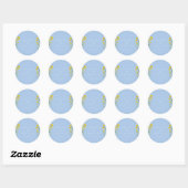 Sticker Rond Renoncule bleu et jaune (Feuille)