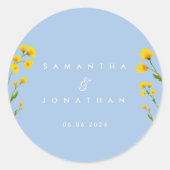 Sticker Rond Renoncule bleu et jaune (Devant)