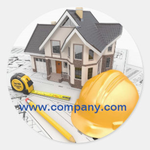 Sticker Rond Rénovation Maison Retrait Entrepreneur Constructio