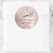 Sticker Rond Réouverture cheveux rose parties scintillant salon (Sac)