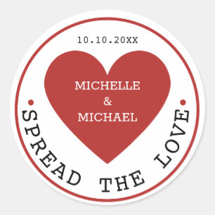 Sticker Rond Répandre L'Amour Jam Jelly Jar Mariage Faveur