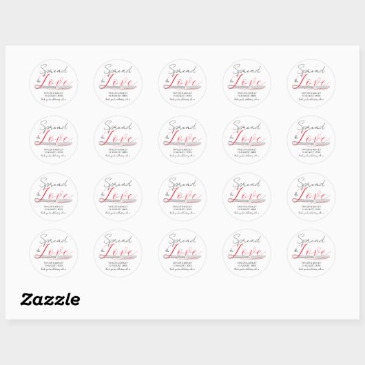 Sticker Rond Répandre l'amour minimum Script Mariage classique  (Feuille)