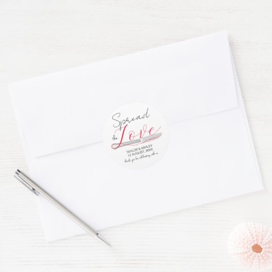 Sticker Rond Répandre l'amour minimum Script Mariage classique (Enveloppe)