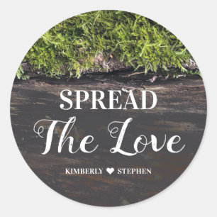 Sticker Rond Répandre L'Amour Rustique Mariage Faveur