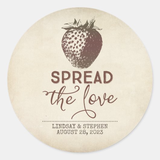 Sticker Rond Répandre L'Amour Rustique Mariage Faveur (Devant)