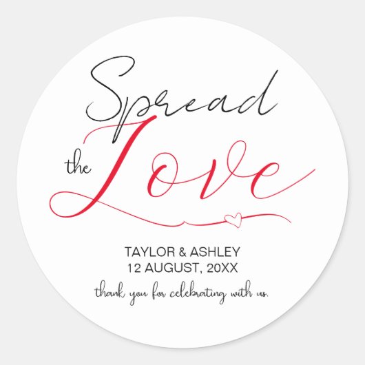 Sticker Rond Répandre le Mariage de script minimum d'amour (Devant)