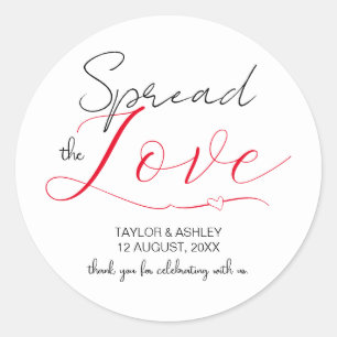 Sticker Rond Répandre le Mariage de script minimum d'amour