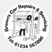 Sticker Rond Réparations et entretien mécaniques des voitures (Devant)