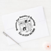 Sticker Rond Réparations et entretien mécaniques des voitures (Enveloppe)