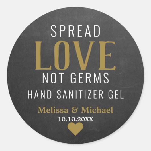 Sticker Rond Répartir l'amour non Germes Sanitizer Mariage Chal (Devant)