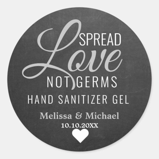 Sticker Rond Répartir l'amour non Germes Sanitizer Mariage Chal (Devant)