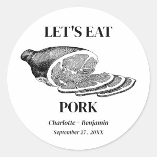 Sticker Rond Repas de mariage au porc vintage