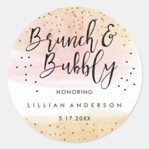 Sticker Rond Repas de midi et soirée pétillante Baby Shower Ros
