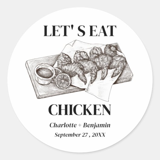 Sticker Rond Repas Mariage au poulet de la carte Place (Devant)