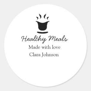 Sticker Rond Repas sains avec amour ajoutez nom restaurant lieu