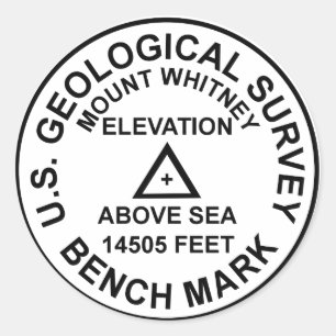 Sticker Rond Repère de style de Mt. Whitney USGS